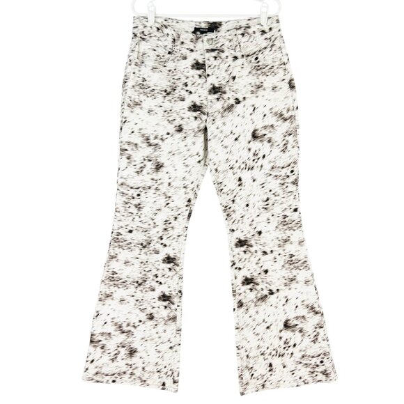 NWT Forever 21 Women's Brown & White Animal Print Flared Jeans Mid Rise Size 31 - Picture 1 of 12